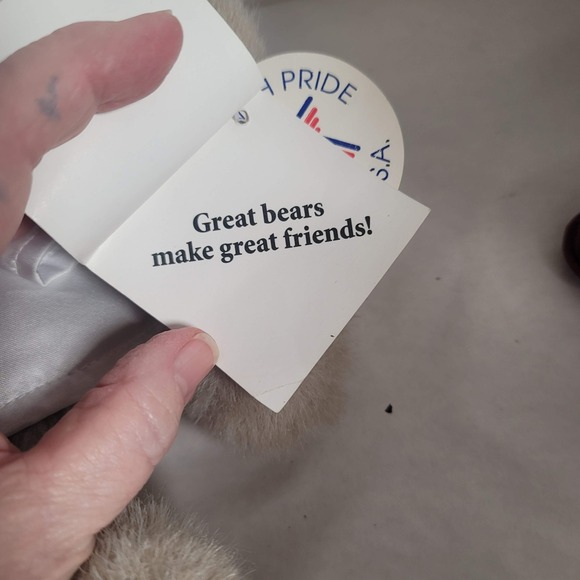 Vintage Vermont Teddy Bear Co Plush White Gown Purple Hat Medium USA 1993 - Picture 5 of 14